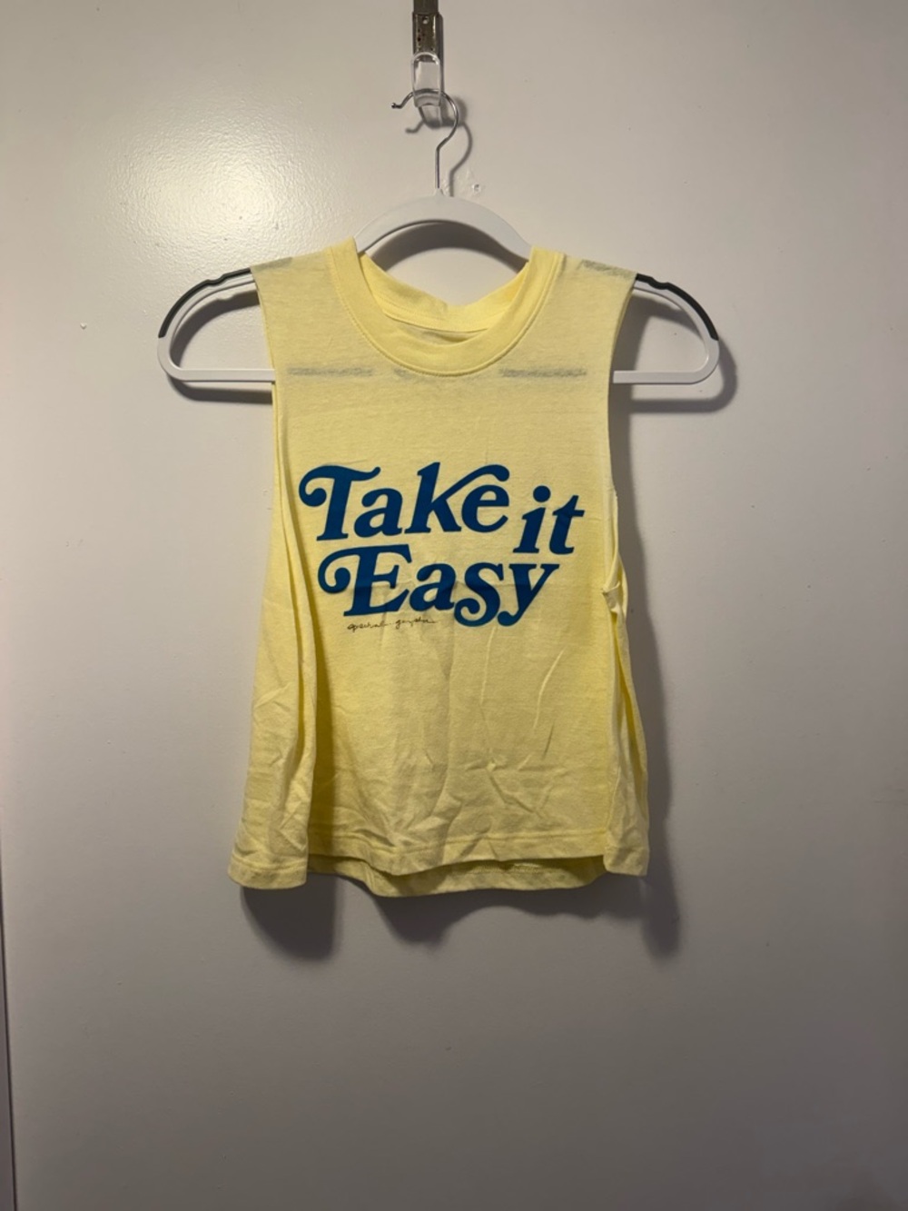 Take It Easy Yellow Graphic cropped Tank Top